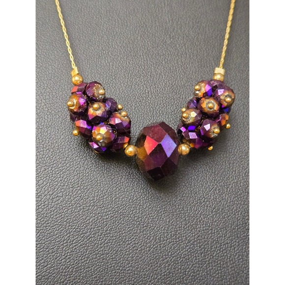 KJK Jewelry - Katherine J. Kornblau KJK Purple Faceted Bead Goldtone Necklace Vintage